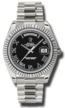 Rolex day date shop white gold black dial