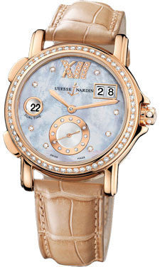 Ulysse Nardin Dual Time Lady Rose Gold Leather Strap Watch