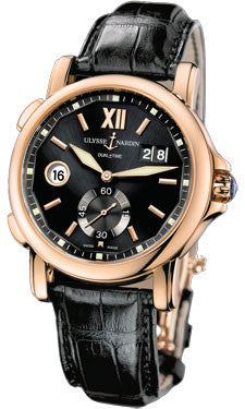 Ulysse Nardin Dual Time 42mm Rose Gold Leather Strap Watch