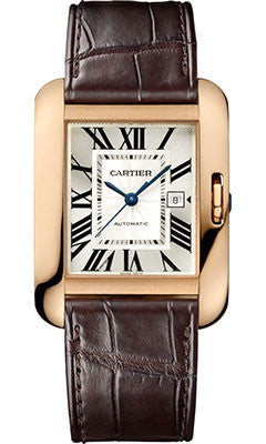 Cartier Tank Anglaise Pink Gold Alligator Strap Watch Brands