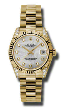 Rolex Datejust President Yellow Gold Black Diamond Dial Ladies